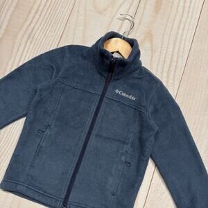 Columbia Boys Steens Mountain Size XXS (4/5) Full Zip Fleece Jacket Navy Blue